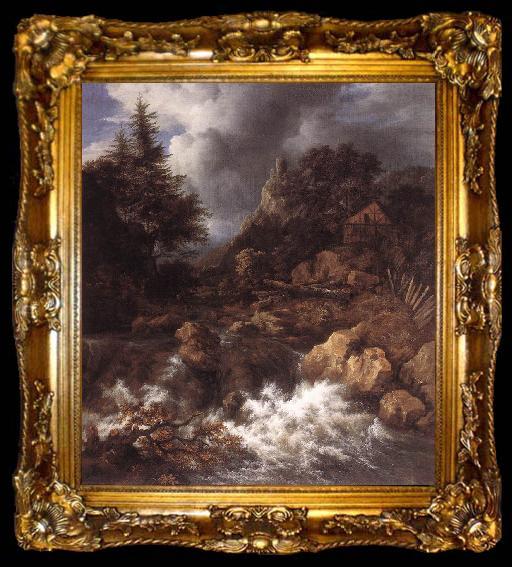 framed  RUISDAEL, Jacob Isaackszon van Waterfall in a Mountainous Northern Landscape af, ta009-2